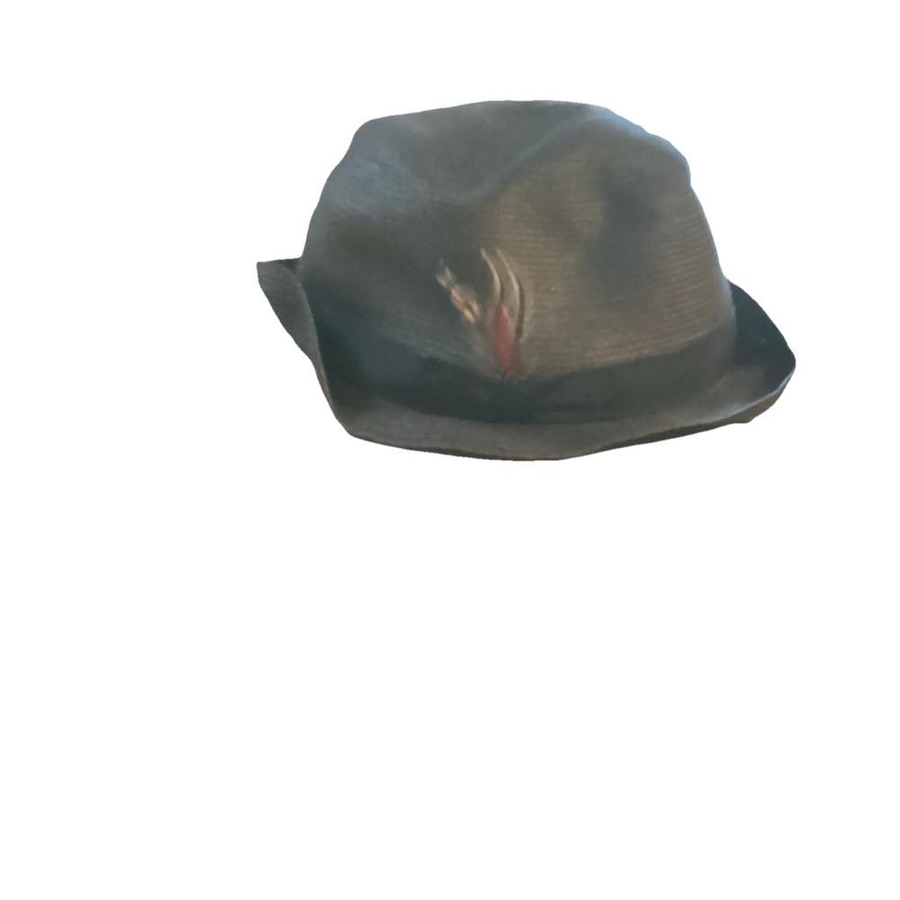 Stefeno Mens Black Straw Fedora Teardrop Hat Made in USA Y2K Size 7 1/2 XL